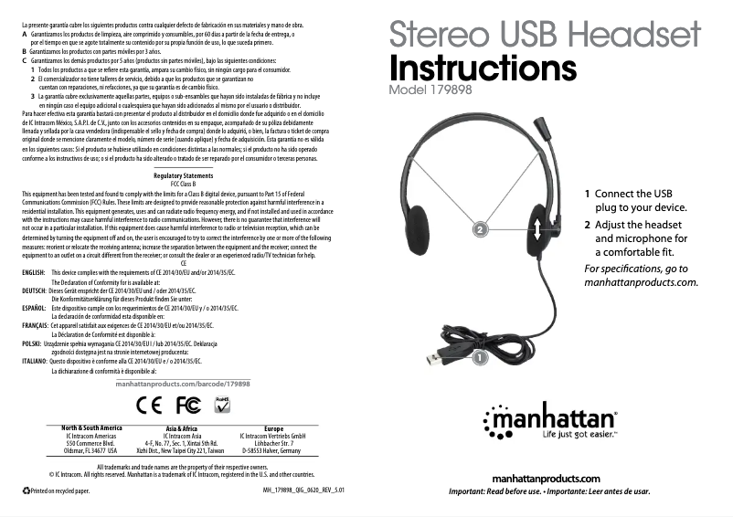 Page 1 of the manual User Manual Manhattan 179898
