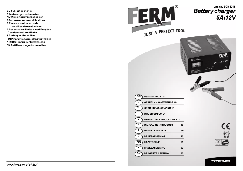 Page 1 of the manual User Manual Ferm BCM1015