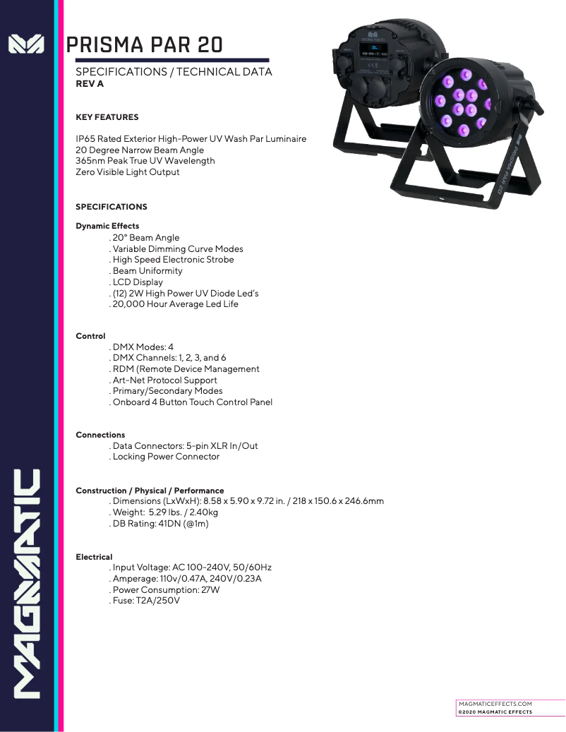 Image de la première page du manuel de l'appareil Prisma PAR 20