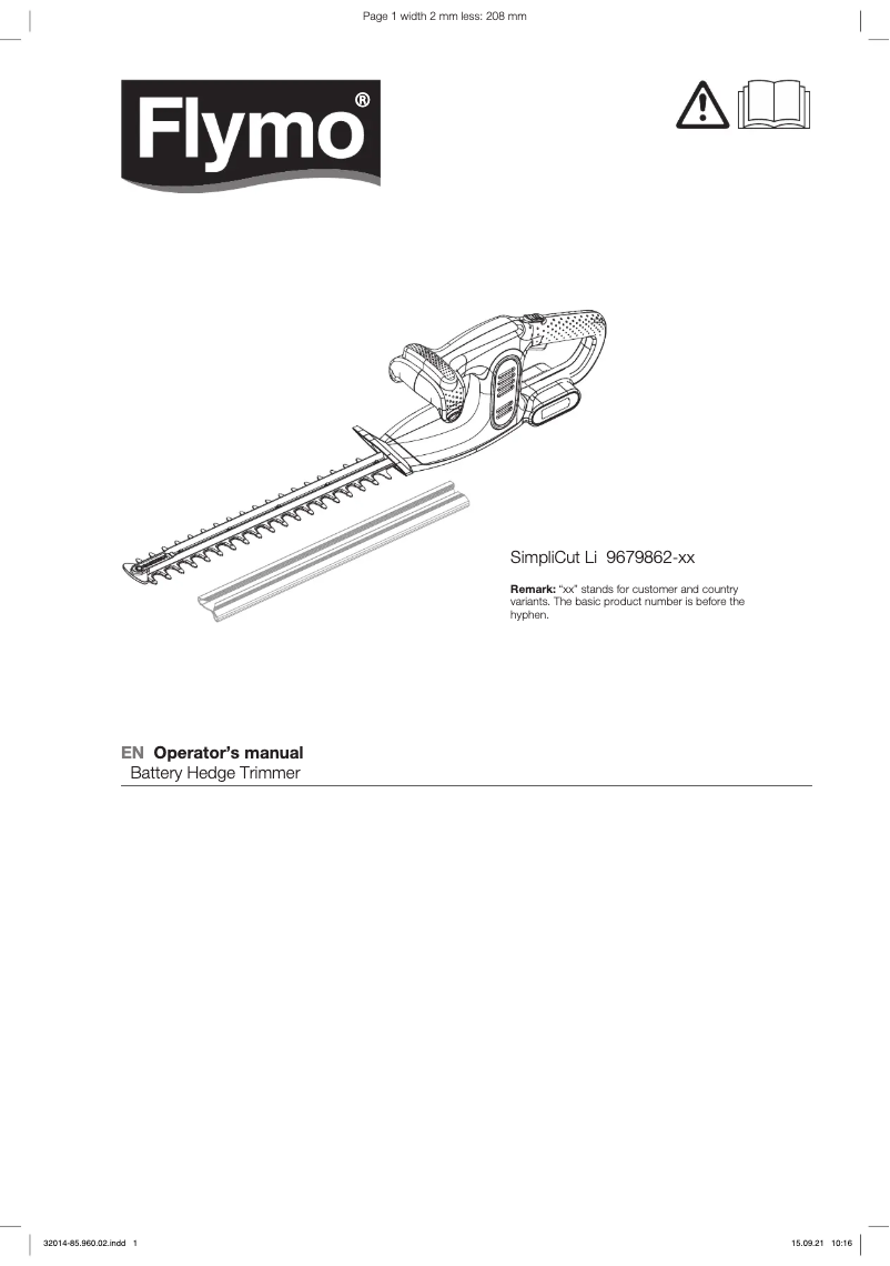 Image de la première page du manuel de l'appareil SimpliCut Li