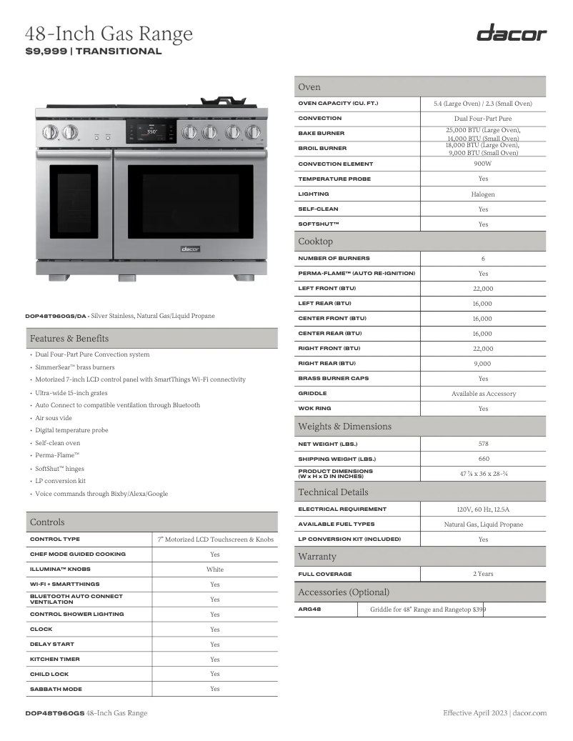 First page image of the manual for DOP48T960GS