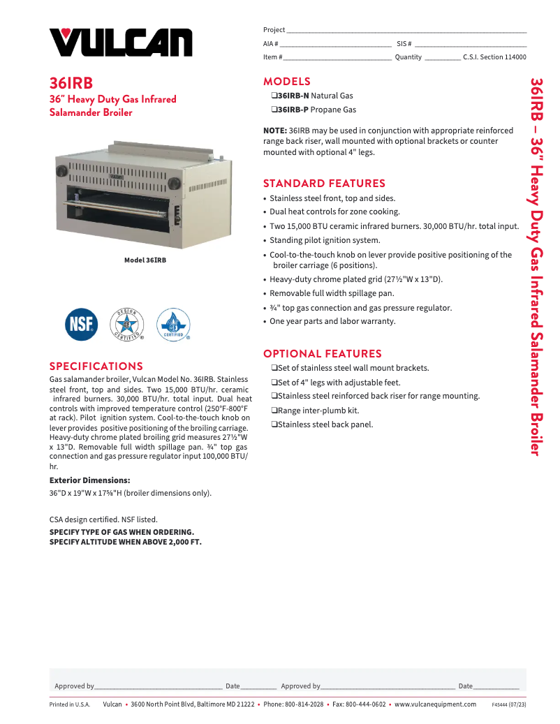 First page image of the manual for 36IRB