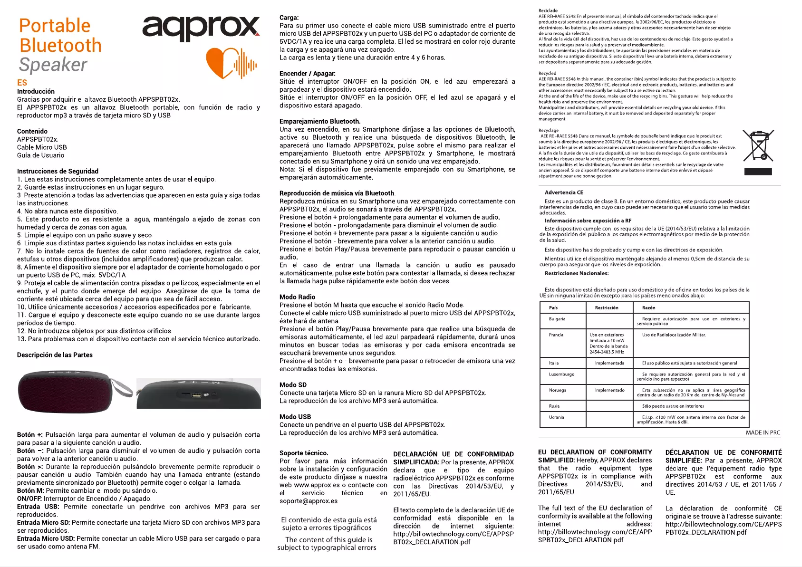 First page image of the manual for APPSPBT02B