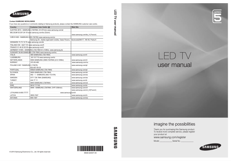 Page 1 of the manual User Manual Samsung UE46C5700QS
