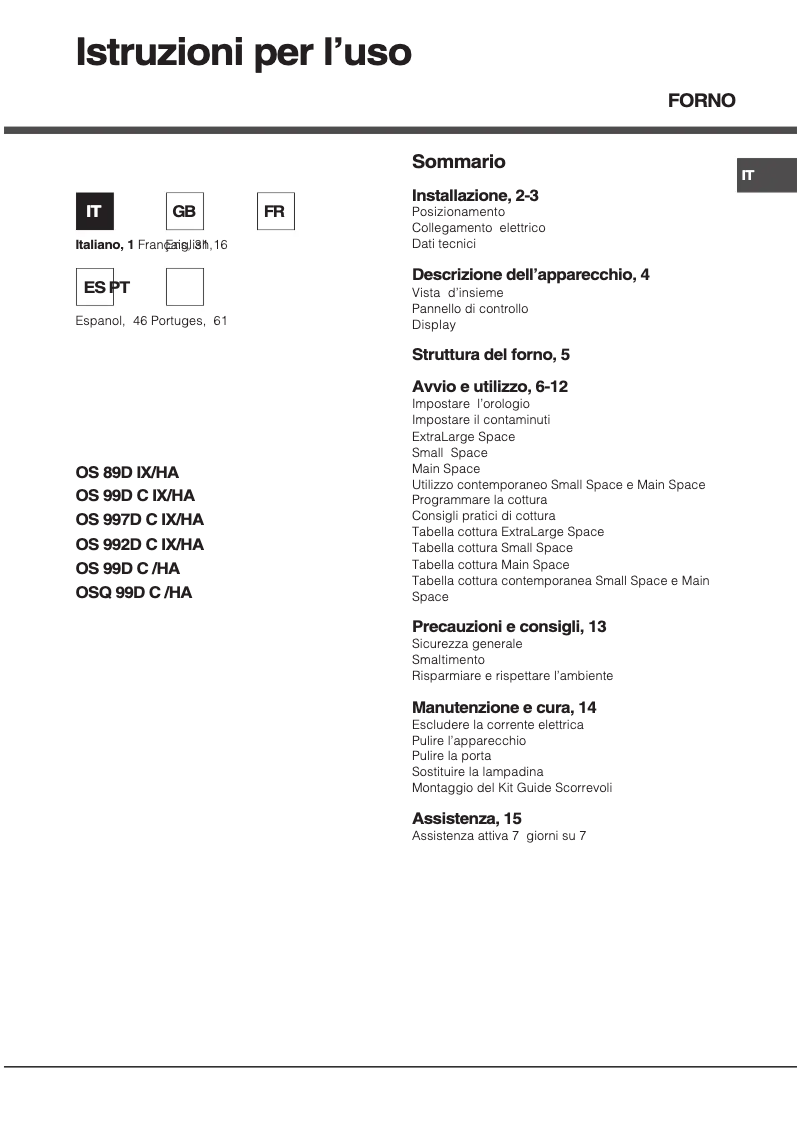 Page 1 of the manual User Manual Hotpoint Ariston OS 992D C IX /HA