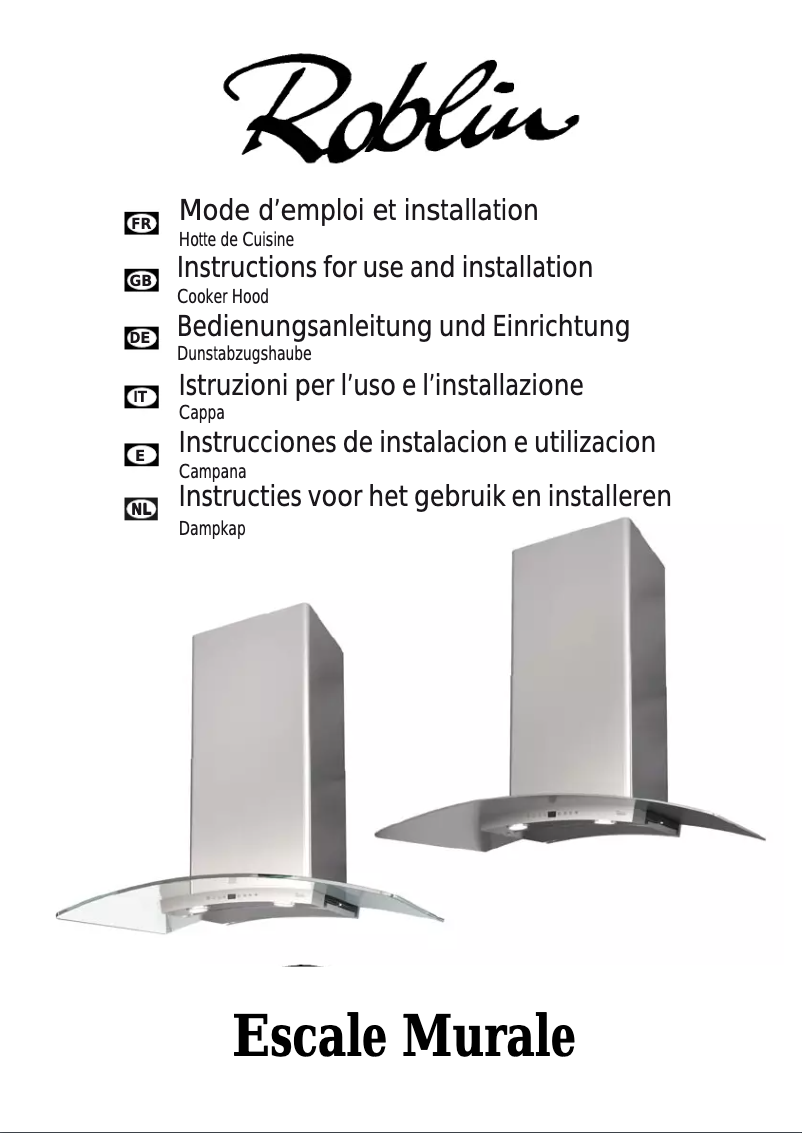 Page 1 of the manual User Manual Roblin Escale Verre 900 Murale
