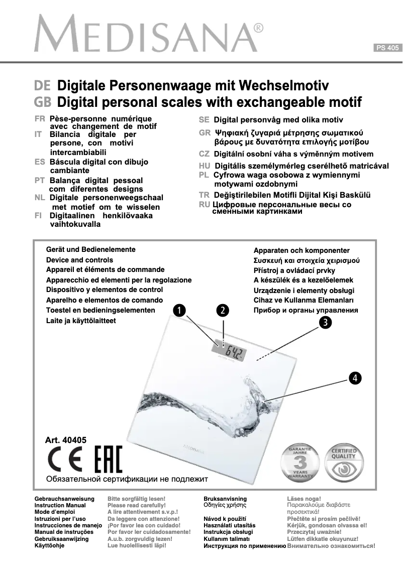 Page 1 of the manual User Manual Medisana PS 500