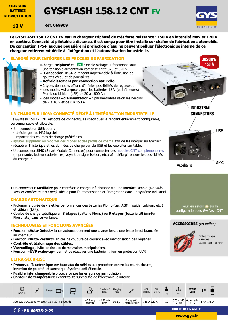 Page 1 of the manual Technical Sheet GYS Gysflash 158.12 CNT FV