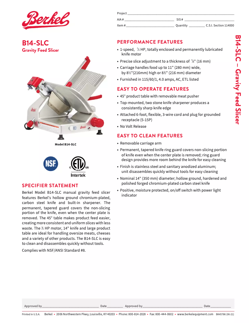 First page image of the manual for B14-SLC