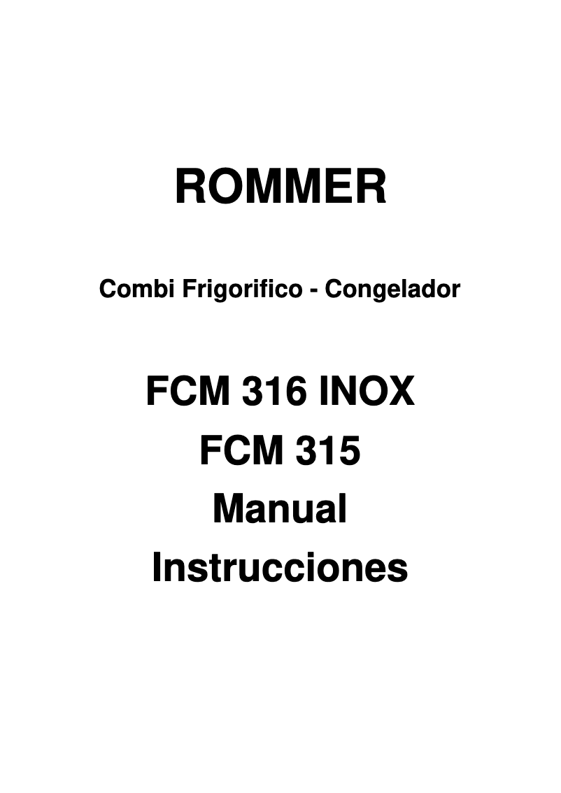 First page image of the manual for FCM 316 INOX