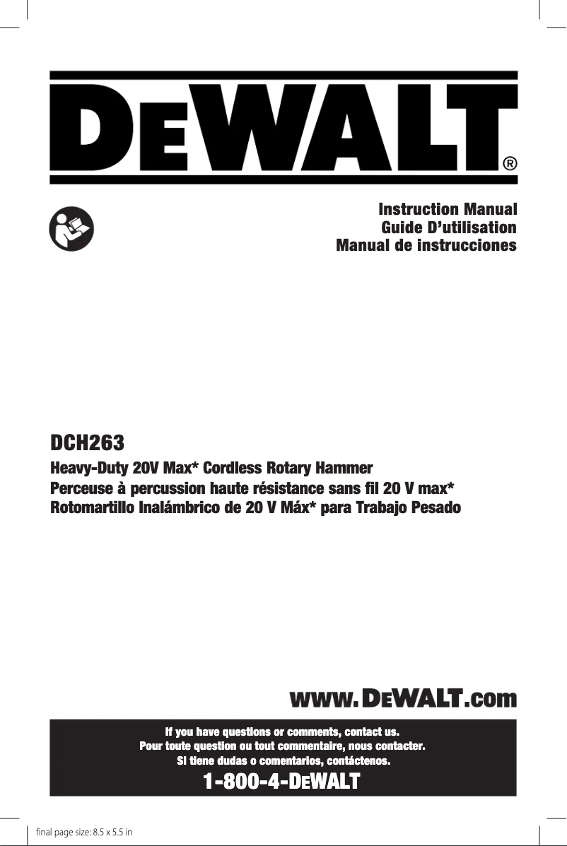 Page 1 of the manual User Manual DeWalt DCF889