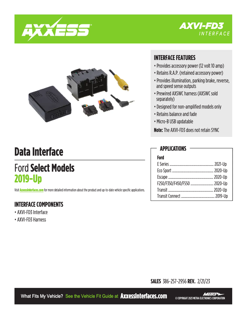 Page 1 of the manual Technical Sheet AXESS AXVI-FD3