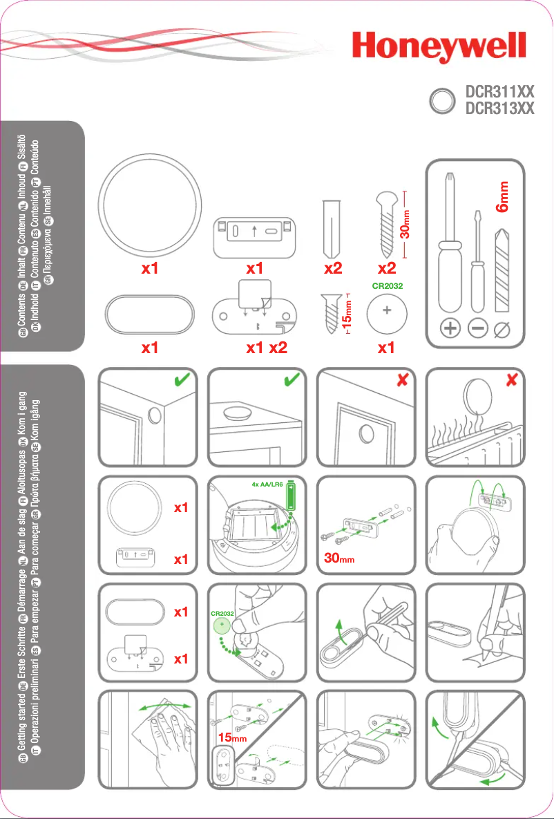 Page 1 of the manual User Manual Honeywell DCR311