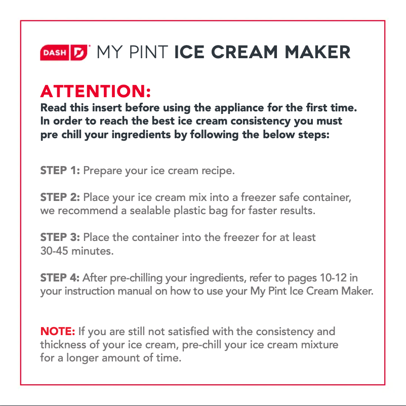 Page 1 of the manual Quick Start Guide Dash DPIC100