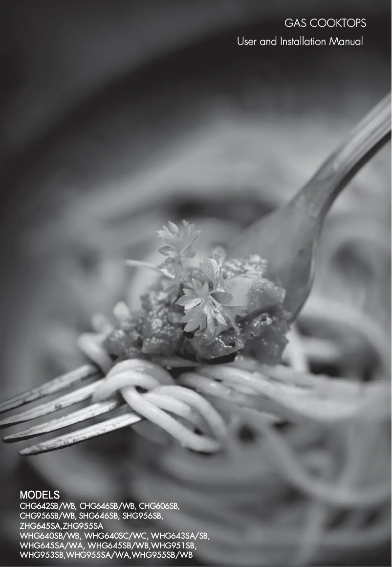 Page 1 of the manual User Manual Westinghouse WHG955WA