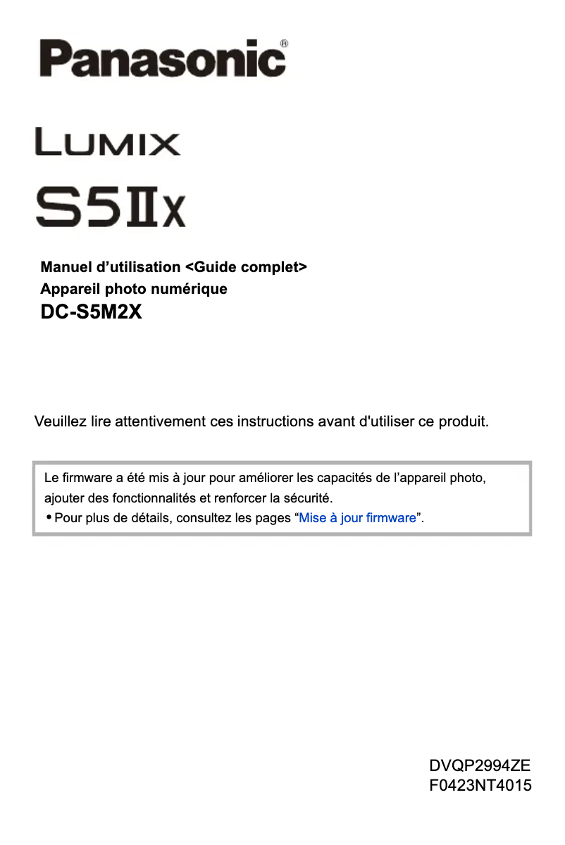 First page image of the manual for Lumix DC-S5M2