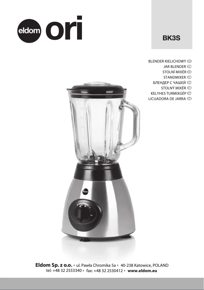 Page 1 of the manual User Manual Eldom Ori BK3S