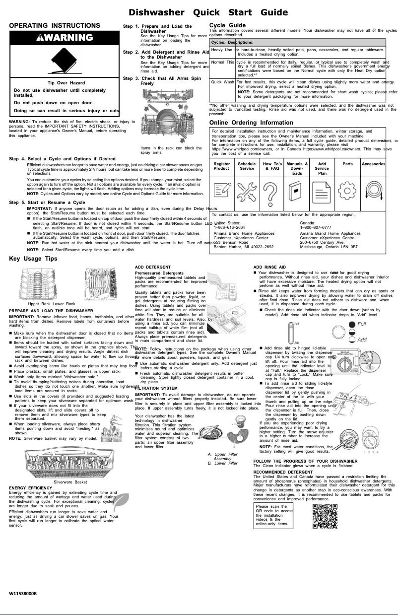 Page 1 of the manual Quick Start Guide Amana ADB1400AMS