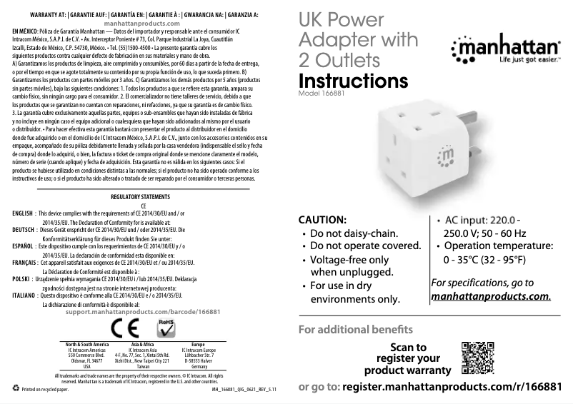 First page image of the manual for 166881