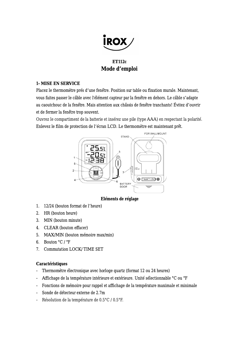 First page image of the manual for ET112C