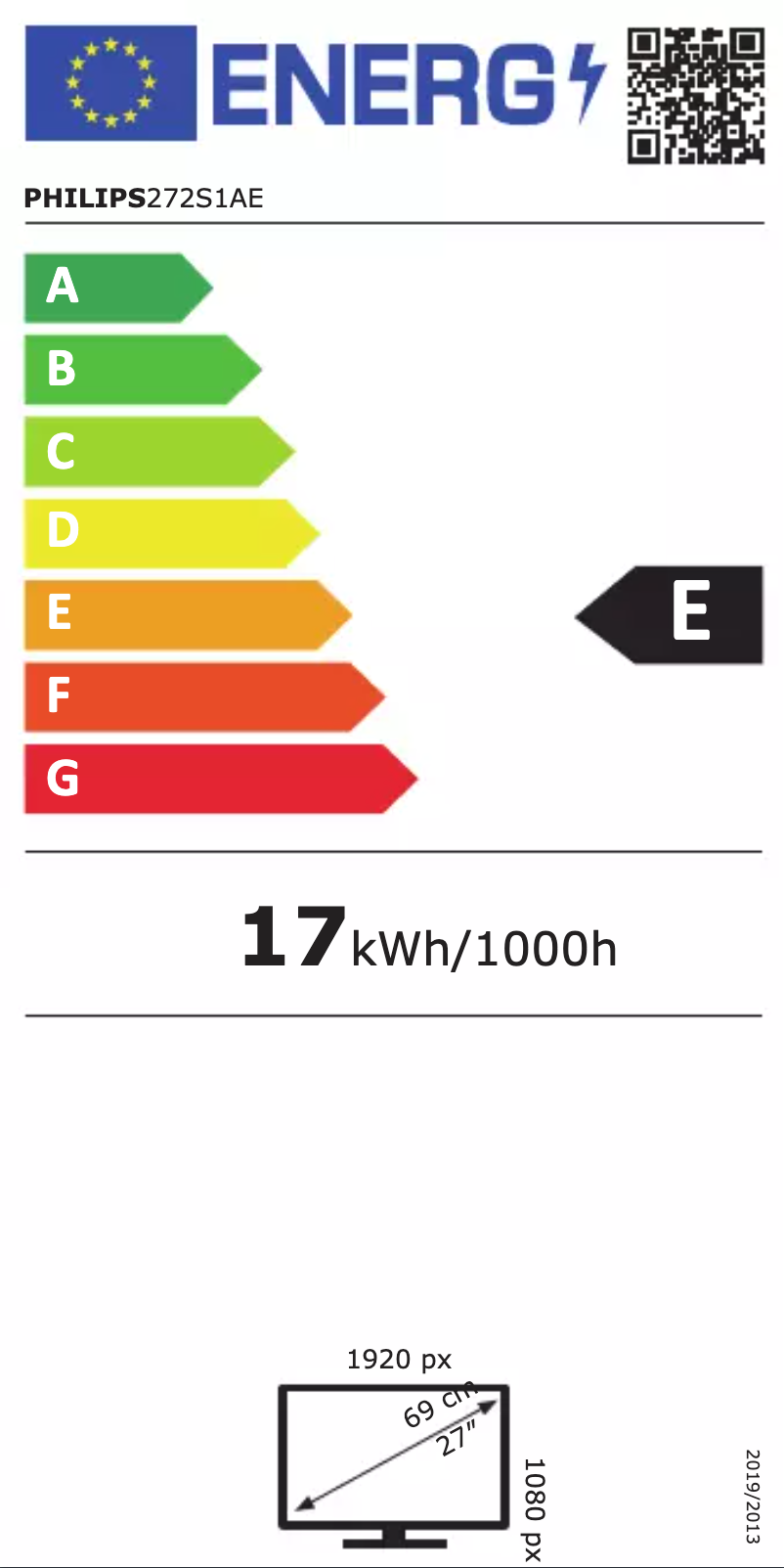 Page 1 of the manual Energy Label Philips 272S1AE