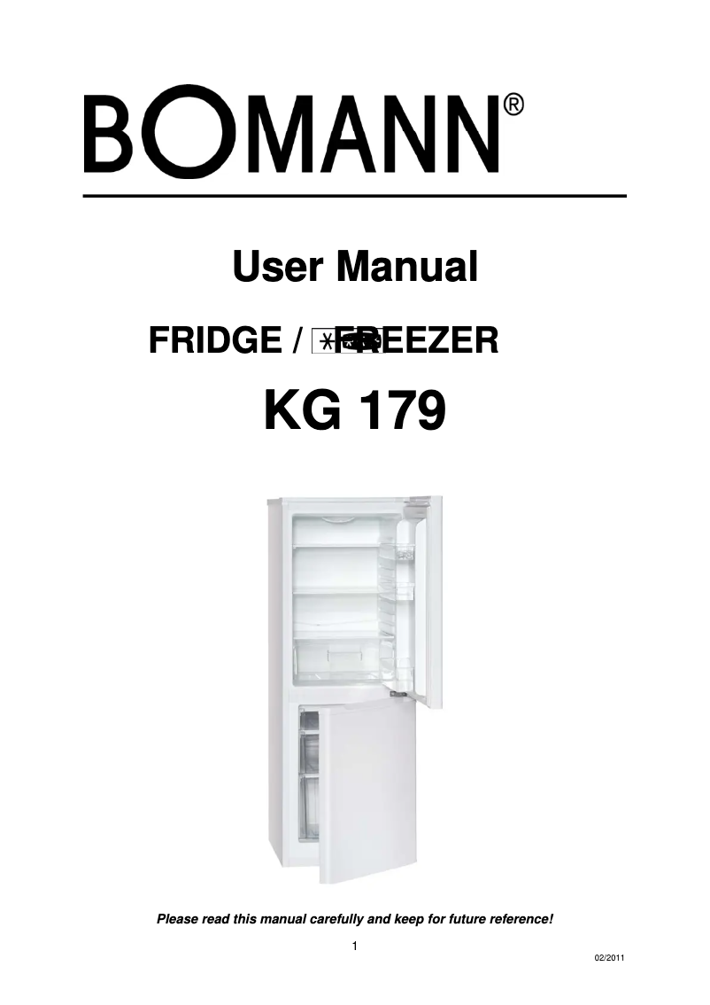 Page 1 of the manual User Manual Bomann KG 179