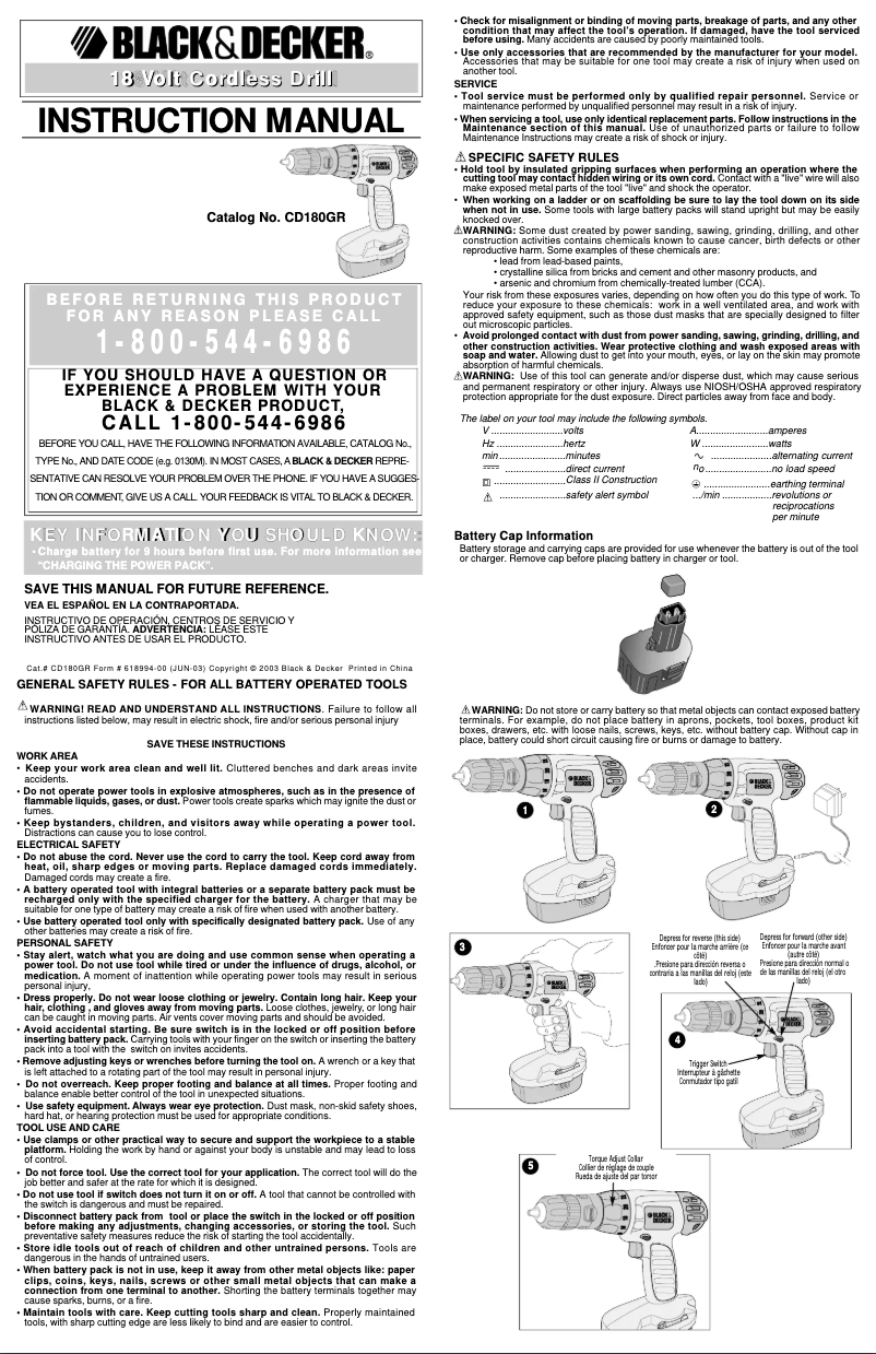 Page 1 of the manual User Manual Black & Decker CD180