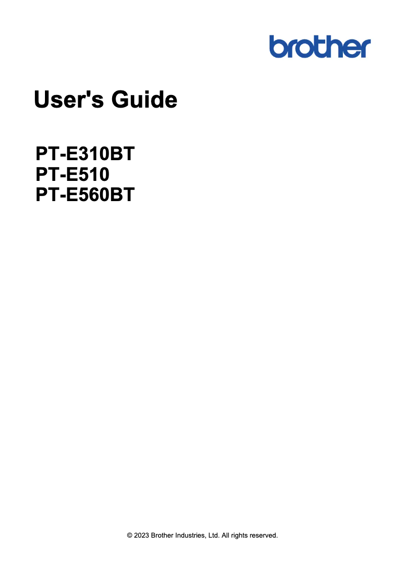 First page image of the manual for P-touch PT-E310BTVP