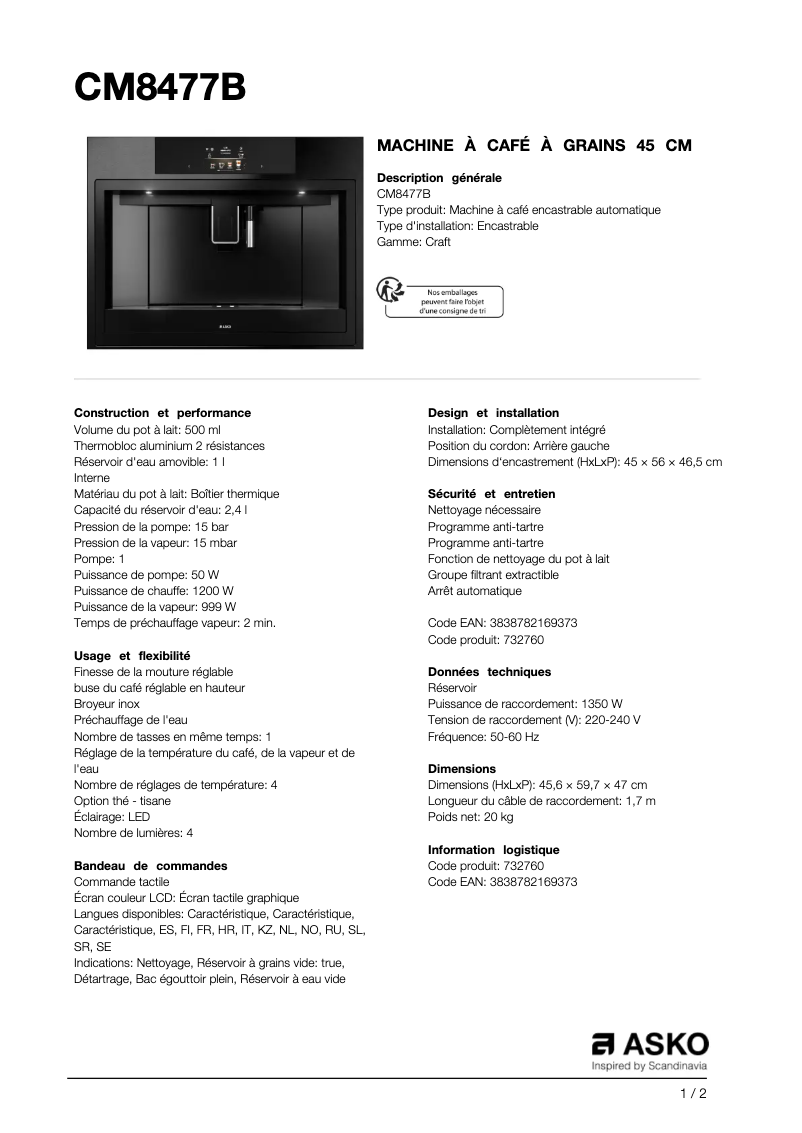 First page image of the manual for CM8477B