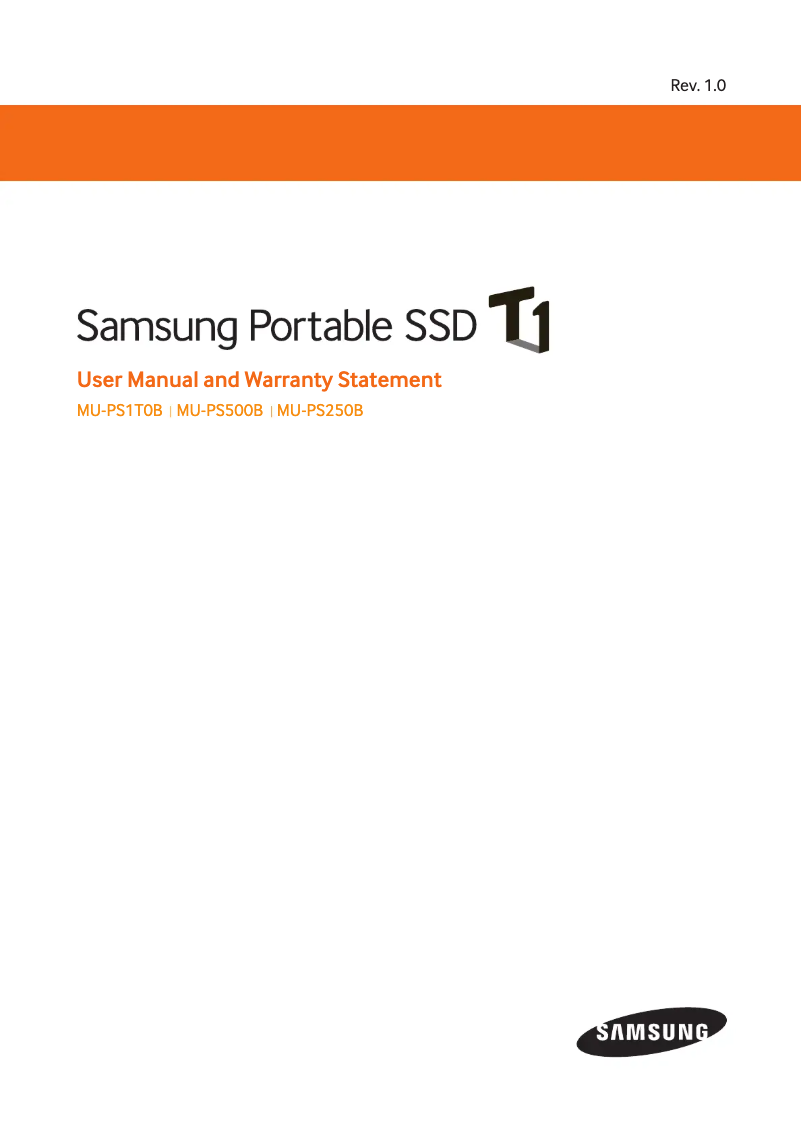 Page 1 of the manual User Manual Samsung MU-PS250B T1