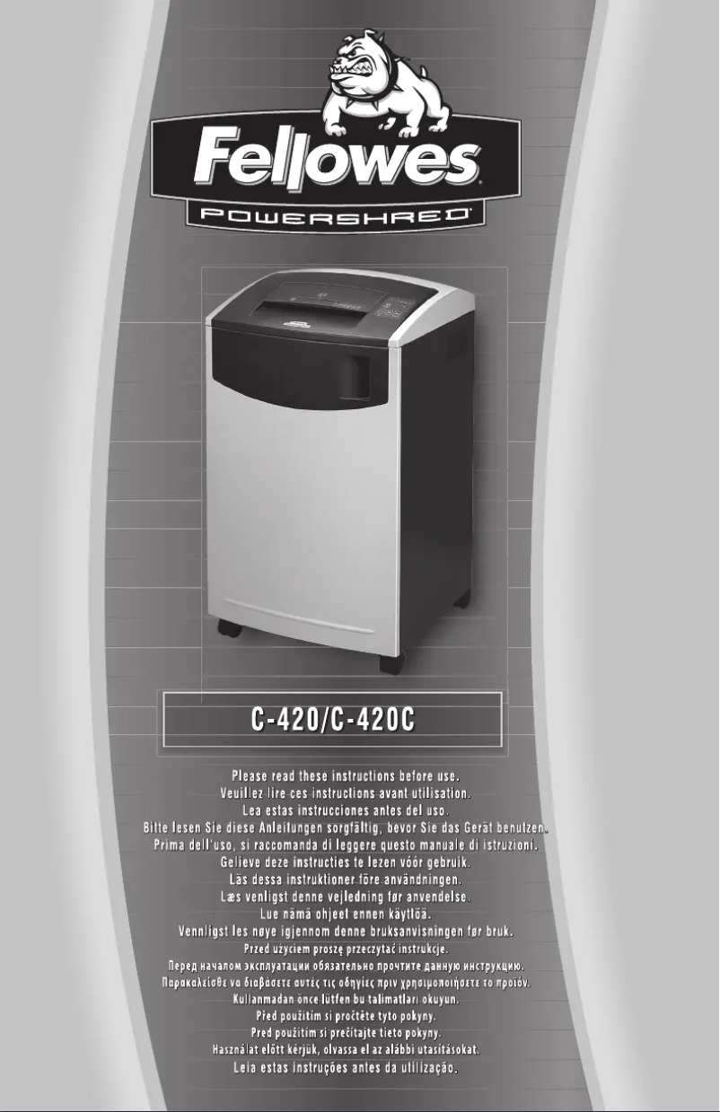 First page image of the manual for Powershred C-420