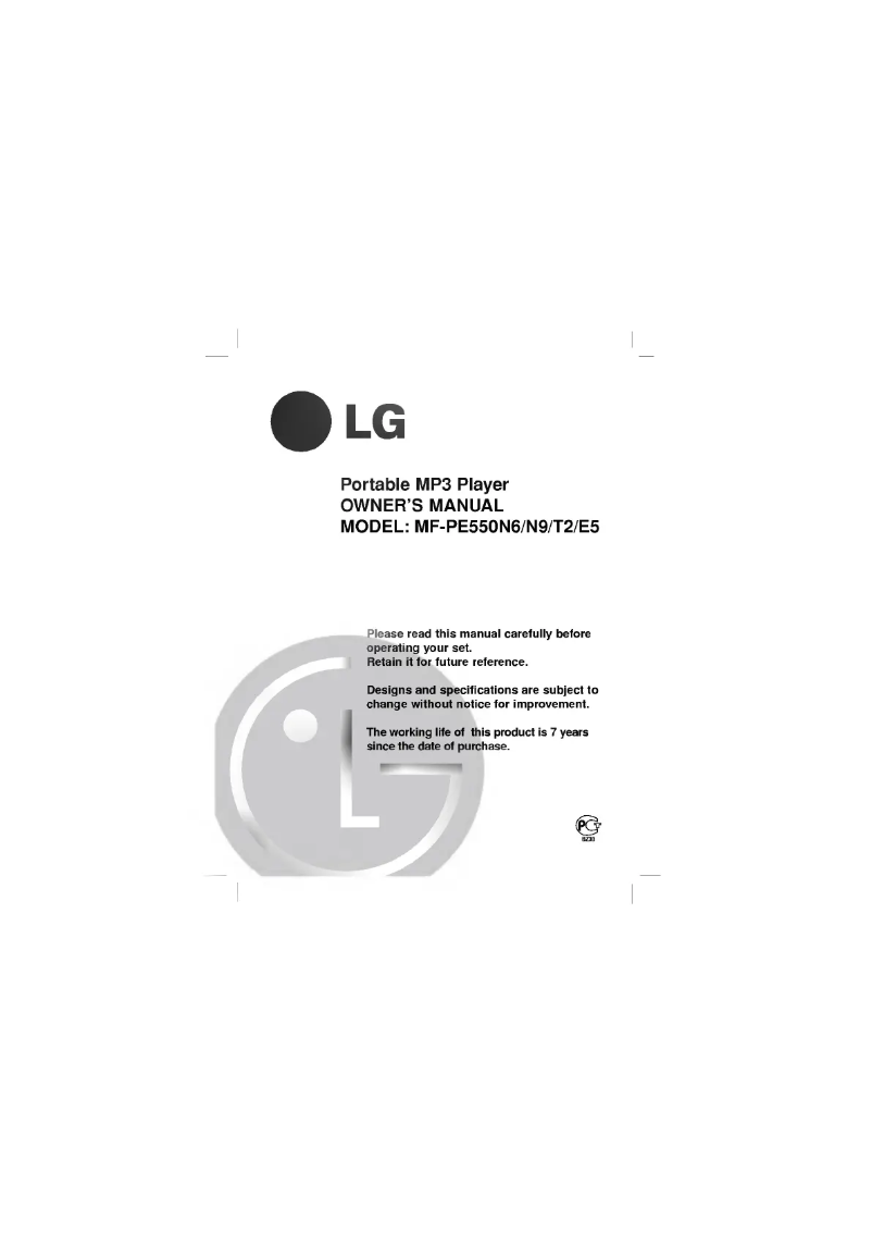 Page 1 of the manual User Manual LG MF-PE550N9