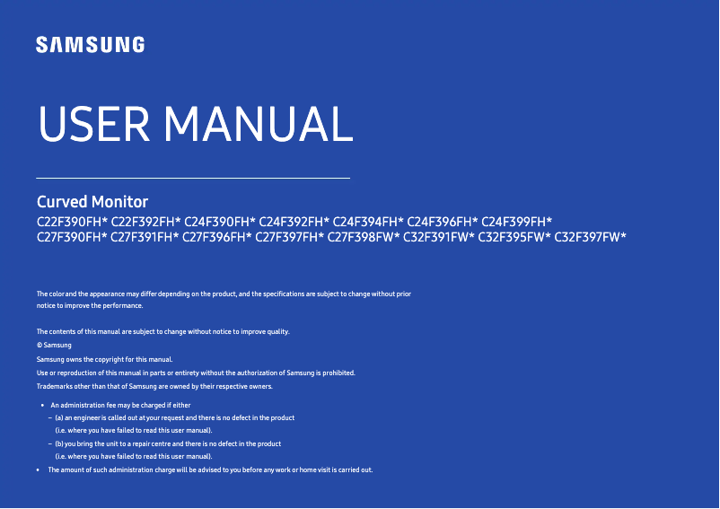 First page image of the manual for C32F397FWC