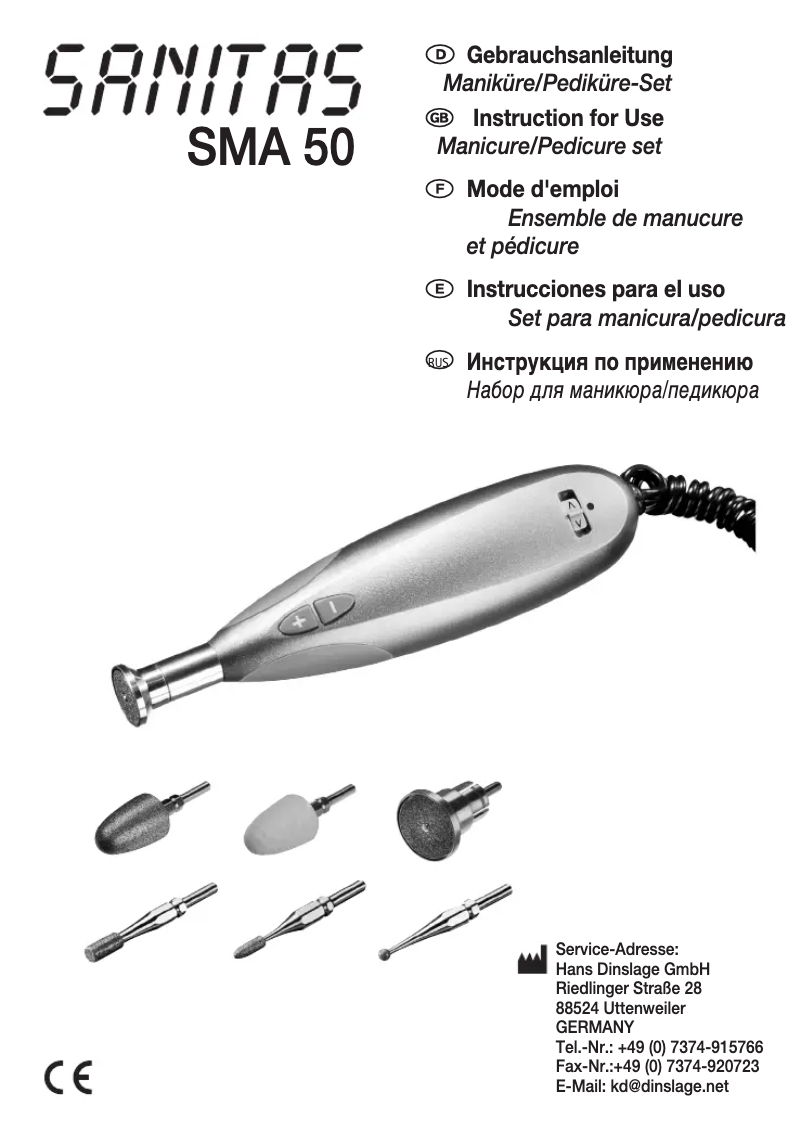 Page 1 of the manual User Manual Sanitas SMA 50
