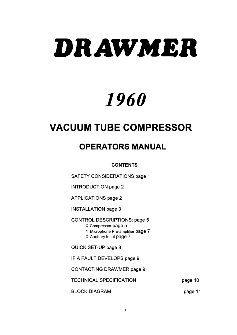 First page image of the manual for 1960