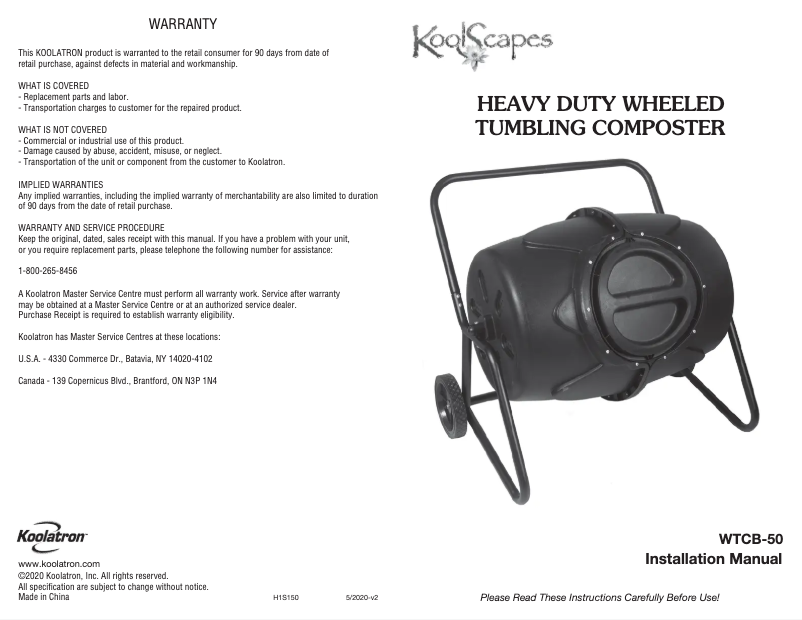 First page image of the manual for WTCB-50