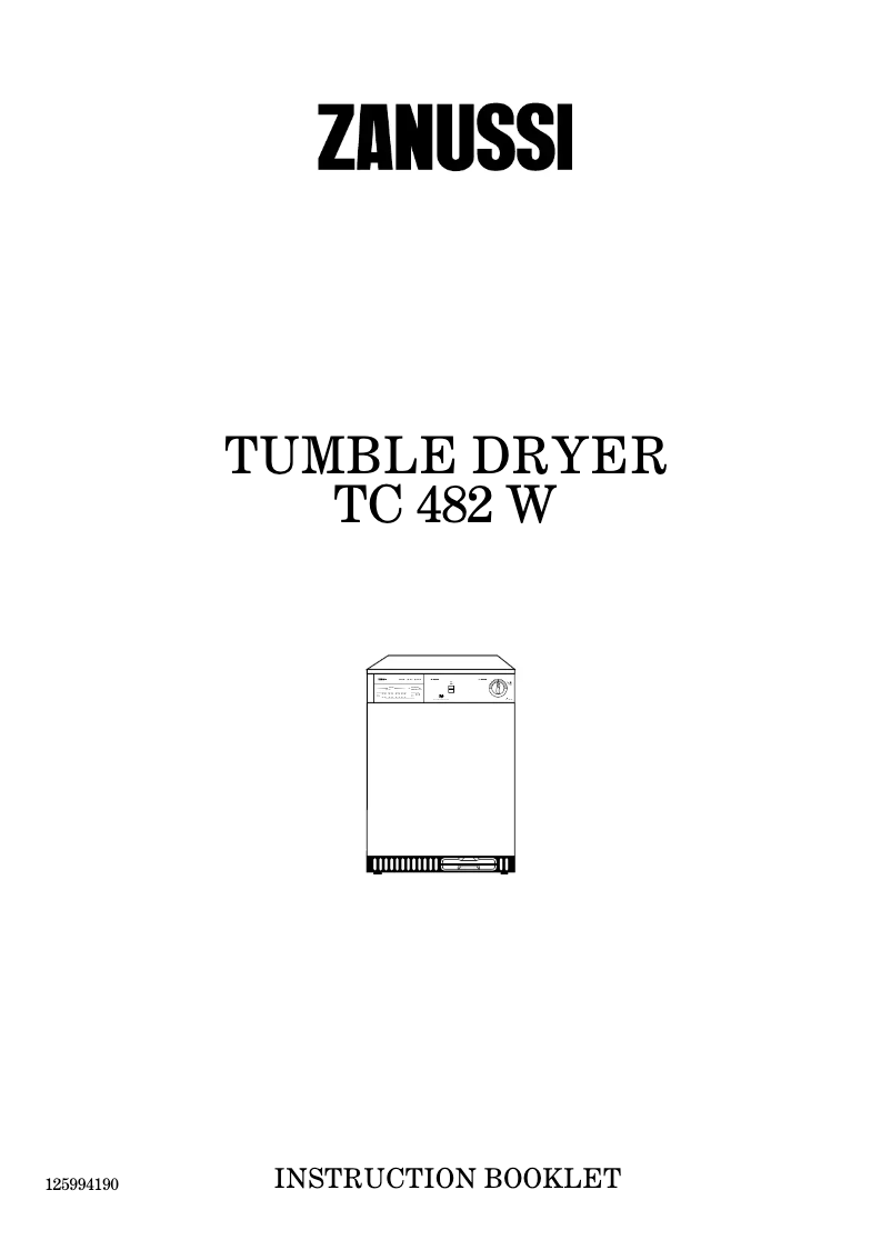 First page image of the manual for TC 482 W