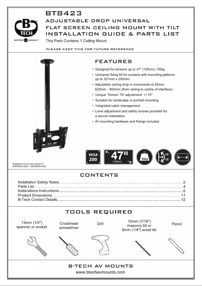 First page image of the manual for BT8423