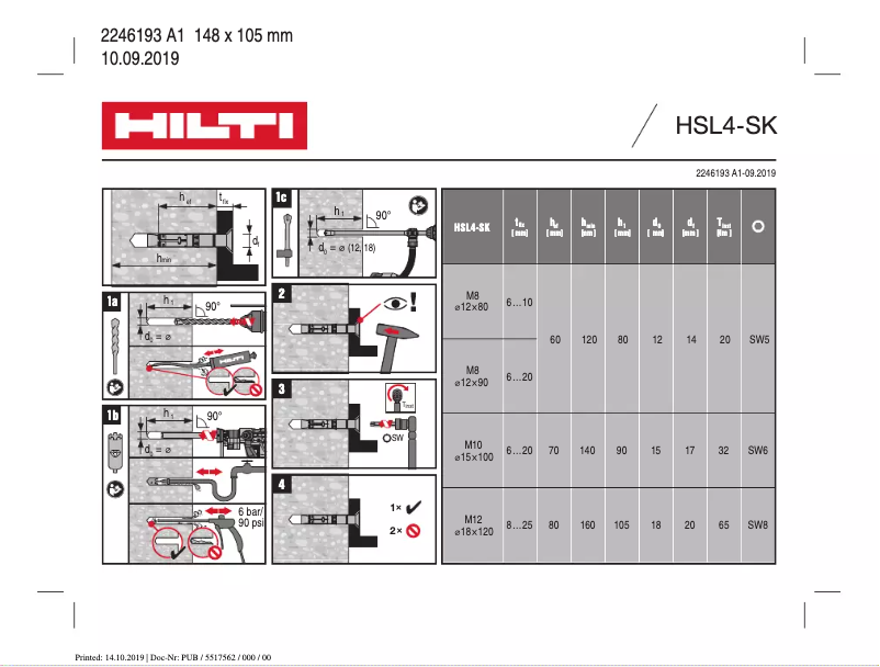 Page 1 of the manual User Manual Hilti HSL4-SK