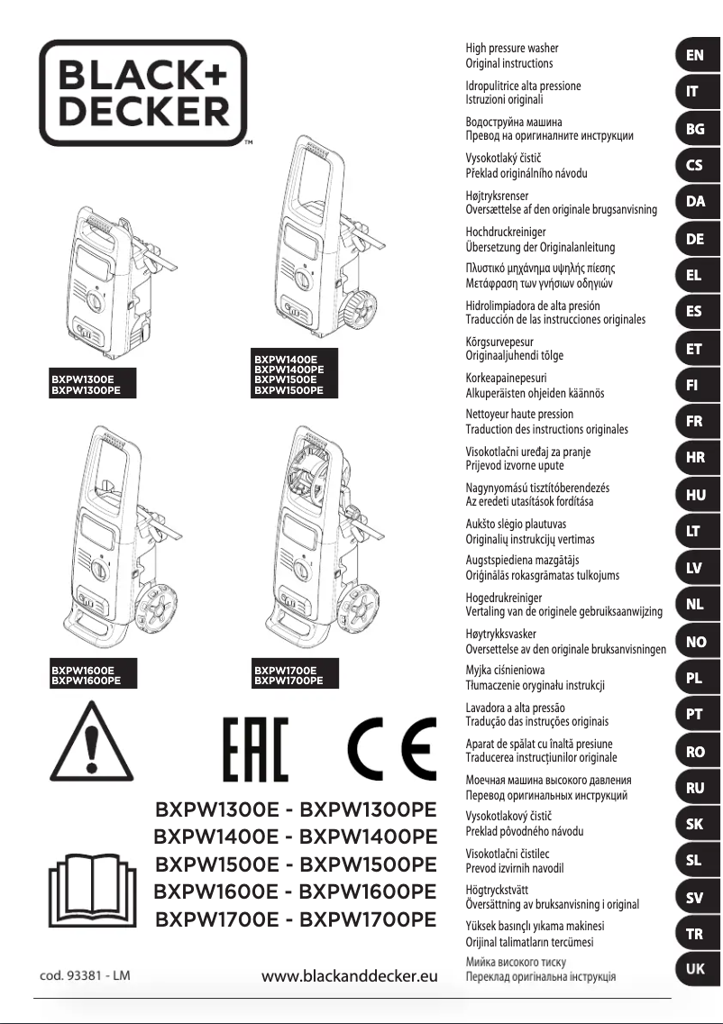 First page image of the manual for BXPW1500E