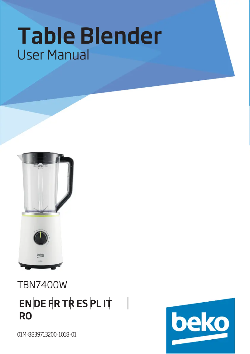 First page image of the manual for TBN7400W