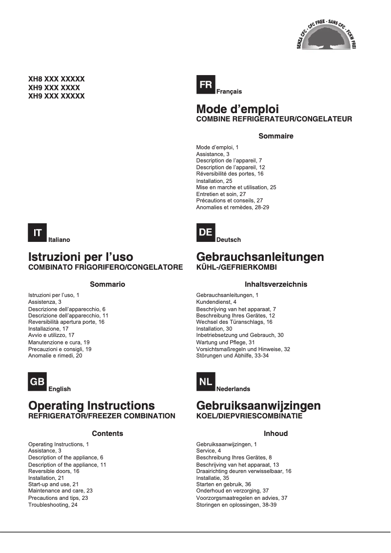 Page 1 of the manual User Manual Hotpoint XH8 T2Z XOJZV