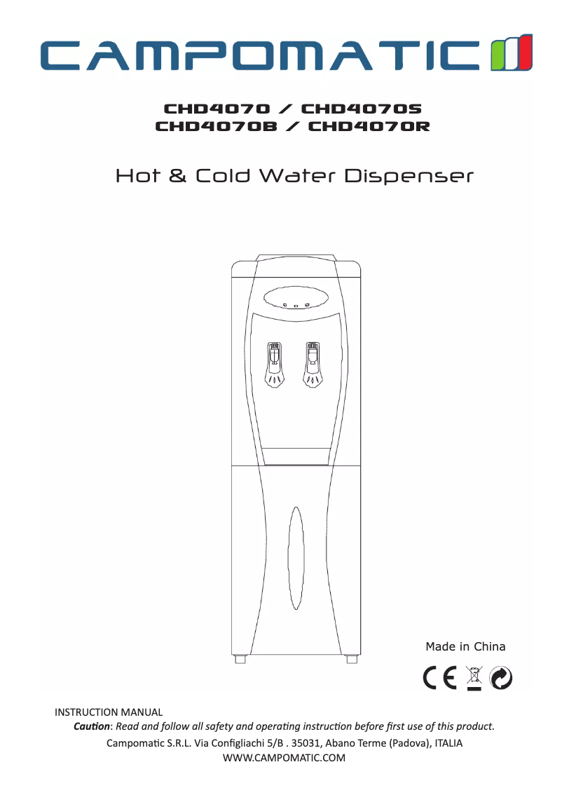 First page image of the manual for CHD4070S