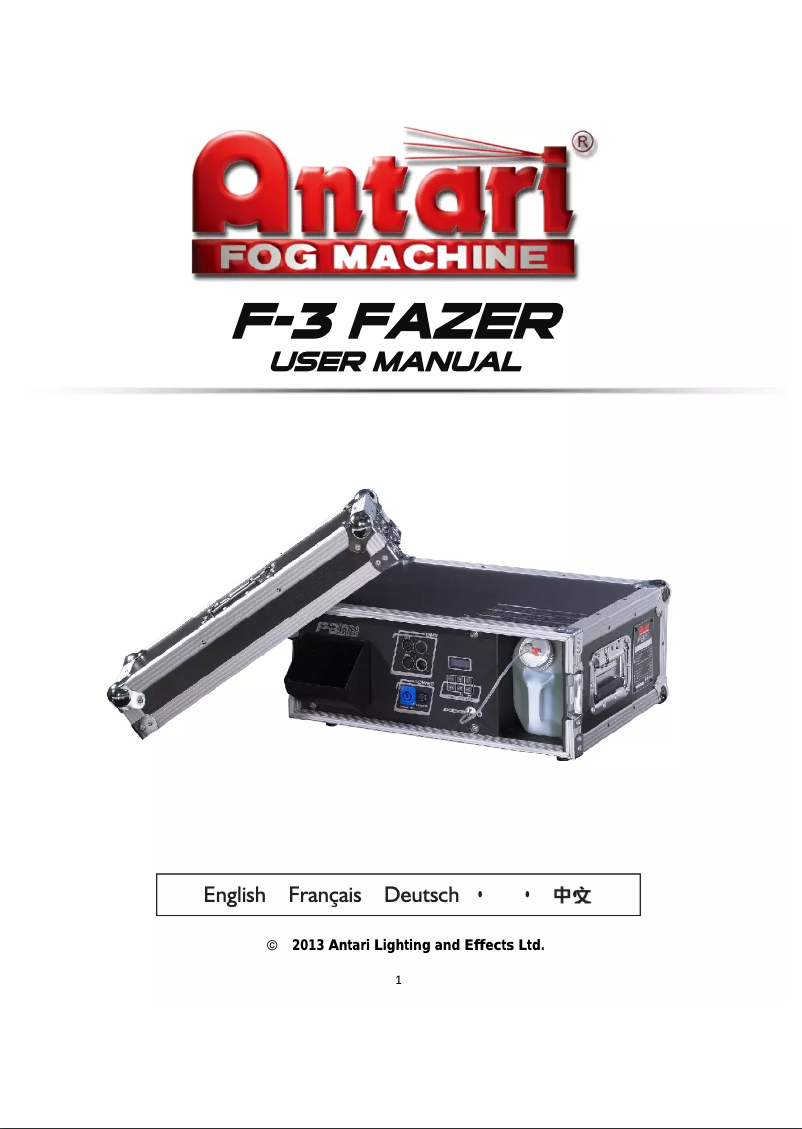 Page 1 of the manual User Manual Antari F-3 Fazer