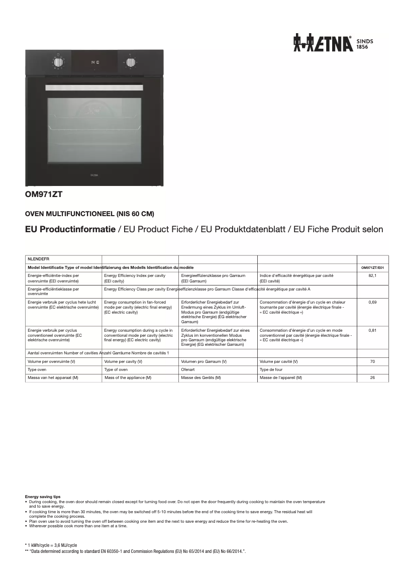 First page image of the manual for OM971ZT