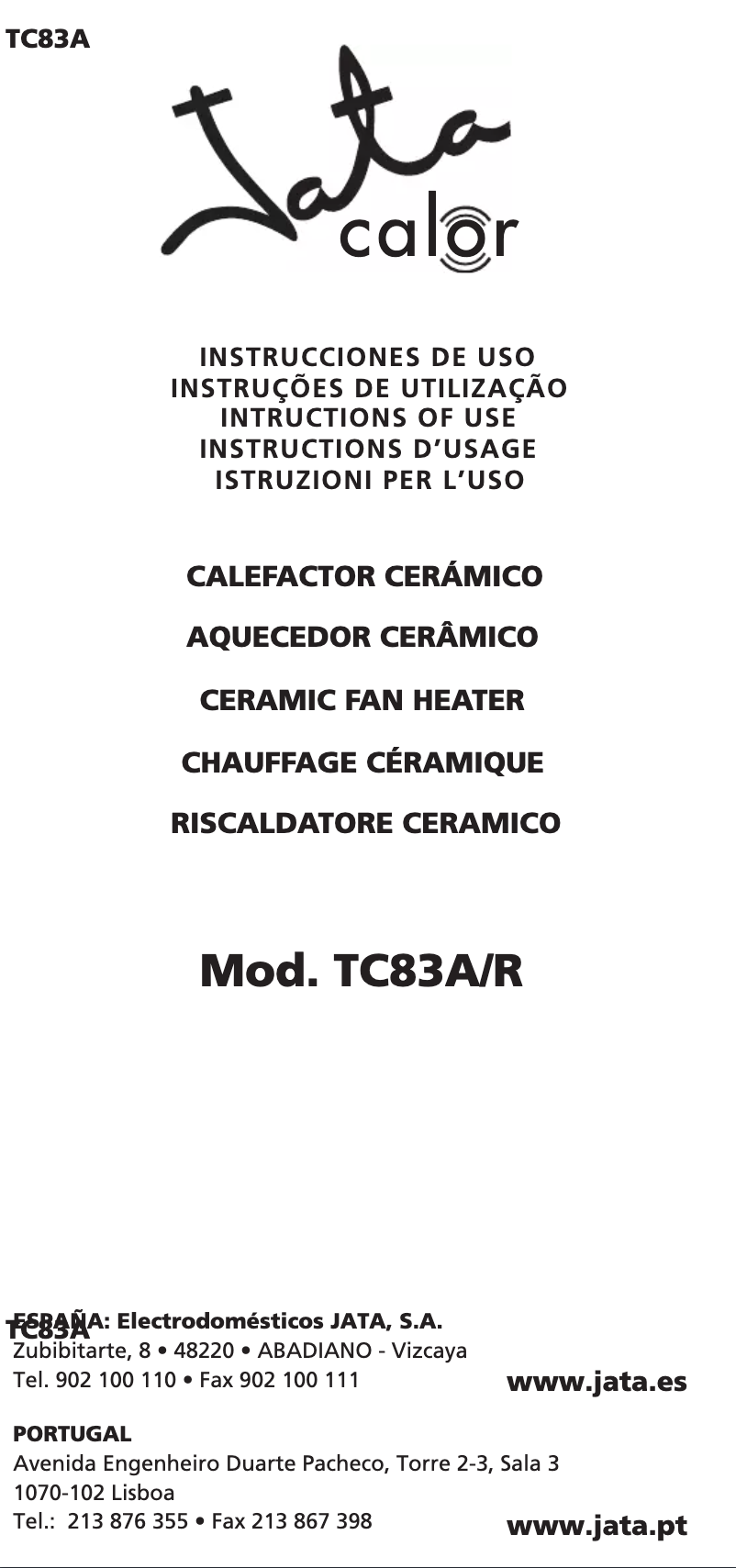 Page 1 of the manual User Manual Jata TC83A
