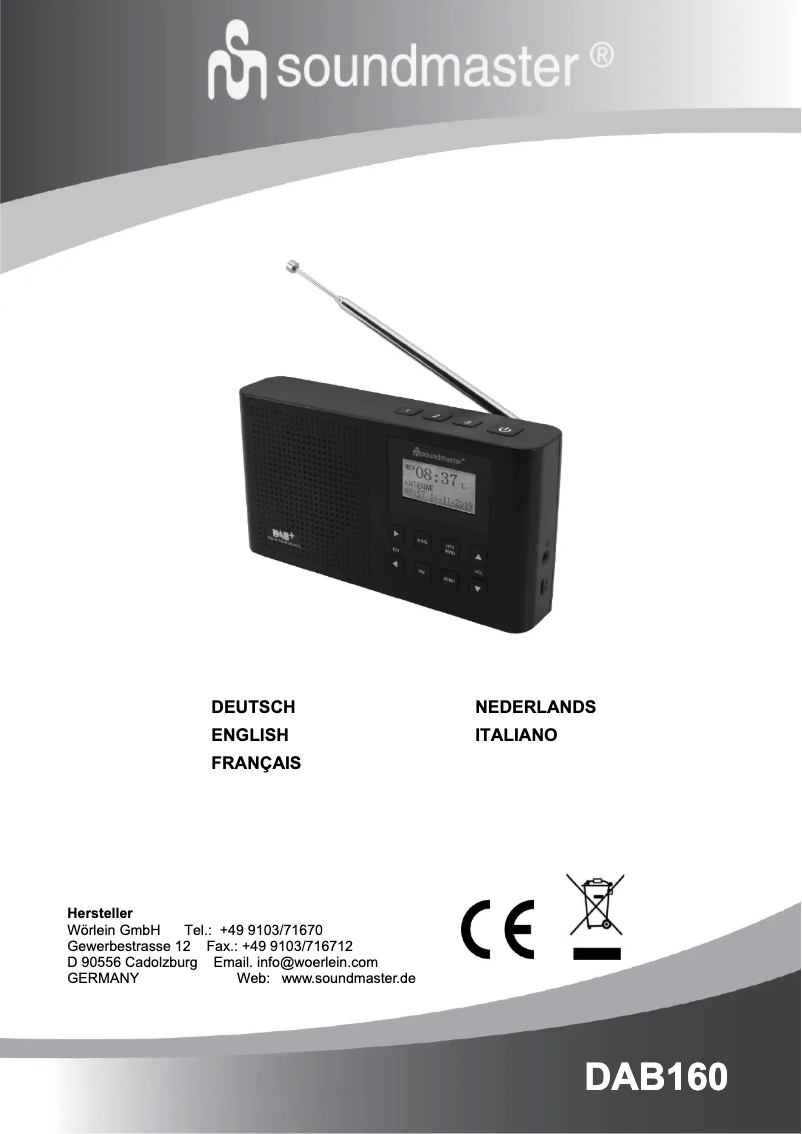Page 1 of the manual User Manual Soundmaster DAB160