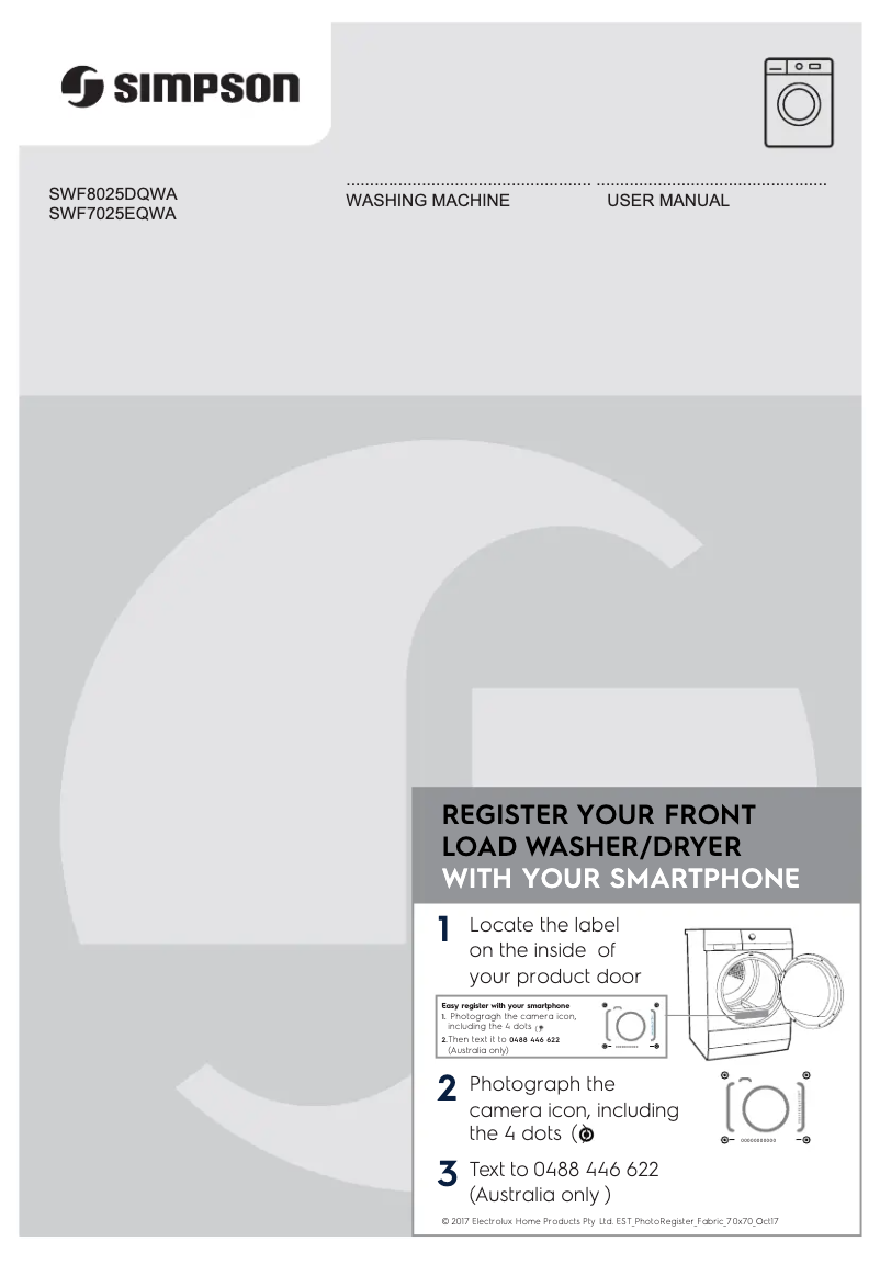 Page 1 of the manual User Manual Simpson SWF8025DQWA