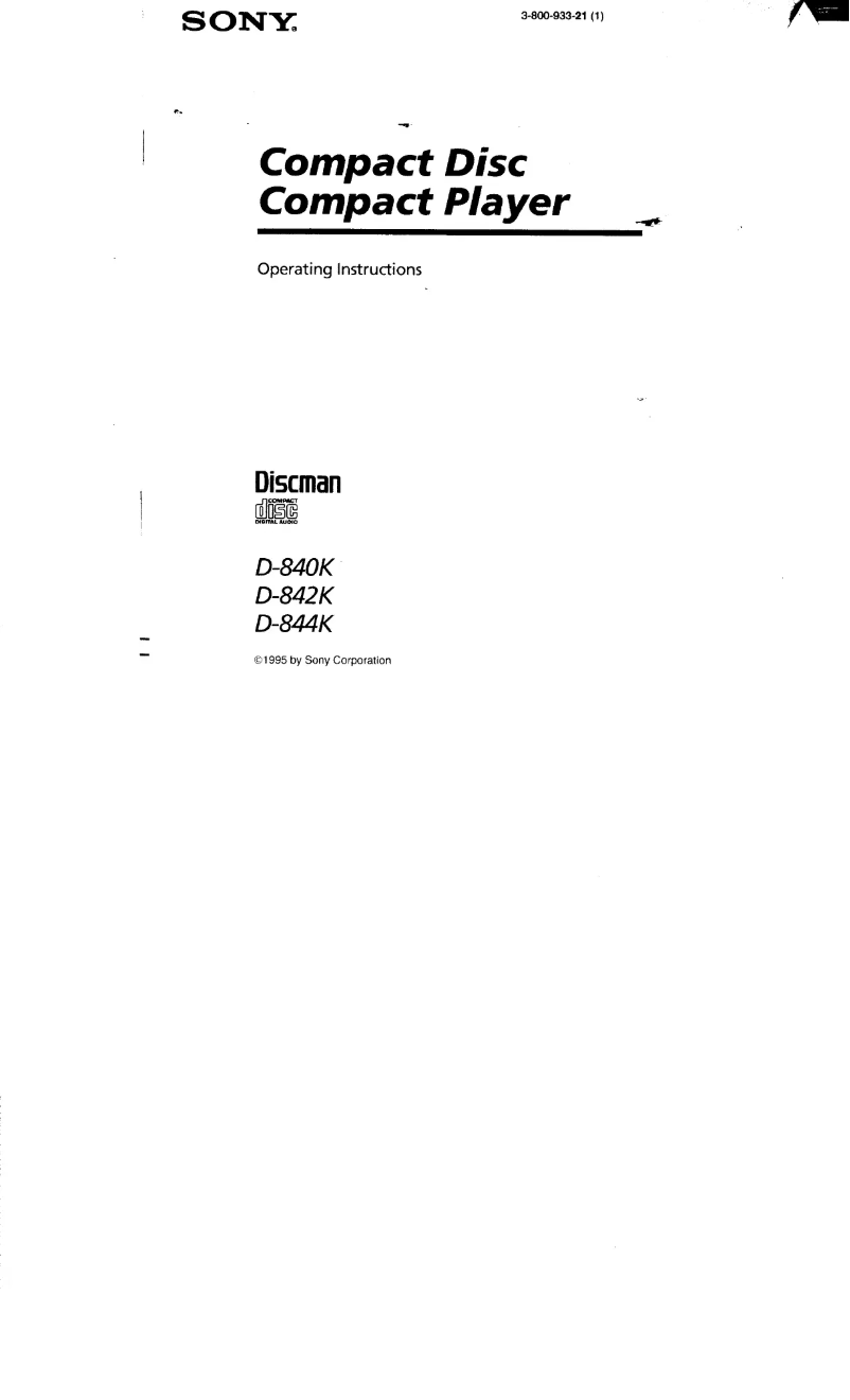 Page 1 of the manual User Manual Sony Discman D-840K