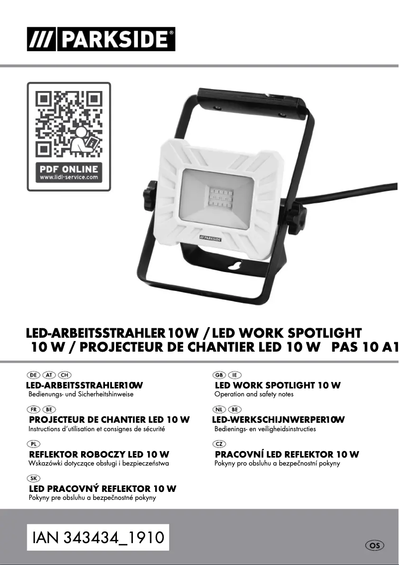 First page image of the manual for PAS 10 A1